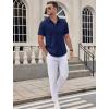 imageCOOFANDY Mens Dress Shirts Short Sleeve Business Casual Shirts Regular Fit Casual Button Down Untucked ShirtsDark Blue