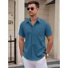 imageCOOFANDY Mens Dress Shirts Short Sleeve Business Casual Shirts Regular Fit Casual Button Down Untucked ShirtsGray Blue