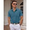 imageCOOFANDY Mens Dress Shirts Short Sleeve Business Casual Shirts Regular Fit Casual Button Down Untucked ShirtsGray Blue
