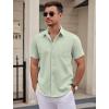 imageCOOFANDY Mens Dress Shirts Short Sleeve Business Casual Shirts Regular Fit Casual Button Down Untucked ShirtsLight Green