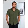 imageCOOFANDY Mens Dress Shirts Short Sleeve Lightweight Wrinkle Free Untucked Button Down ShirtArmy Green