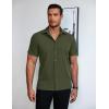 imageCOOFANDY Mens Dress Shirts Short Sleeve Lightweight Wrinkle Free Untucked Button Down ShirtArmy Green