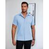 imageCOOFANDY Mens Dress Shirts Short Sleeve Lightweight Wrinkle Free Untucked Button Down ShirtClear Blue