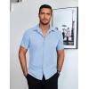 imageCOOFANDY Mens Dress Shirts Short Sleeve Lightweight Wrinkle Free Untucked Button Down ShirtClear Blue