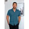 imageCOOFANDY Mens Dress Shirts Short Sleeve Lightweight Wrinkle Free Untucked Button Down ShirtDark Blue