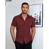 imageCOOFANDY Mens Dress Shirts Short Sleeve Lightweight Wrinkle Free Untucked Button Down ShirtDark Red