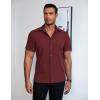 imageCOOFANDY Mens Dress Shirts Short Sleeve Lightweight Wrinkle Free Untucked Button Down ShirtDark Red