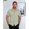 imageCOOFANDY Mens Dress Shirts Short Sleeve Lightweight Wrinkle Free Untucked Button Down ShirtLight Green