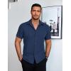 imageCOOFANDY Mens Dress Shirts Short Sleeve Lightweight Wrinkle Free Untucked Button Down ShirtNavy Blue