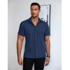 imageCOOFANDY Mens Dress Shirts Short Sleeve Lightweight Wrinkle Free Untucked Button Down ShirtNavy Blue
