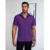 imageCOOFANDY Mens Dress Shirts Short Sleeve Lightweight Wrinkle Free Untucked Button Down ShirtPurple