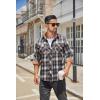 imageCOOFANDY Mens Fall Plaid Button Down Shirt Long Sleeve Casual Cowboy Work Shirts Lightweight Flannel Shirts Two PocketPlaidbrown White Plaid
