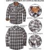 imageCOOFANDY Mens Fall Plaid Button Down Shirt Long Sleeve Casual Cowboy Work Shirts Lightweight Flannel Shirts Two PocketPlaidbrown White Plaid