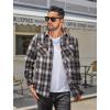 imageCOOFANDY Mens Fall Plaid Button Down Shirt Long Sleeve Casual Cowboy Work Shirts Lightweight Flannel Shirts Two PocketPlaidbrown White Plaid