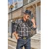imageCOOFANDY Mens Fall Plaid Button Down Shirt Long Sleeve Casual Cowboy Work Shirts Lightweight Flannel Shirts Two PocketPlaidbrown White Plaid
