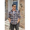 imageCOOFANDY Mens Fall Plaid Button Down Shirt Long Sleeve Casual Cowboy Work Shirts Lightweight Flannel Shirts Two PocketPlaidnavy Khaki Plaid