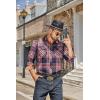 imageCOOFANDY Mens Fall Plaid Button Down Shirt Long Sleeve Casual Cowboy Work Shirts Lightweight Flannel Shirts Two PocketPlaidred Navy White