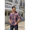 imageCOOFANDY Mens Fall Plaid Button Down Shirt Long Sleeve Casual Cowboy Work Shirts Lightweight Flannel Shirts Two PocketPlaidred Navy White
