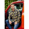 imageCOOFANDY Mens Fall Plaid Button Down Shirt Long Sleeve Casual Cowboy Work Shirts Lightweight Flannel Shirts Two PocketPlaidyellow Navy Plaid