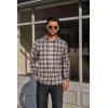 imageCOOFANDY Mens Flannel Plaid Shirts Long Sleeve Casual Button Down Cotton Shirt with PocketBrown White Plaid