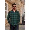 imageCOOFANDY Mens Flannel Plaid Shirts Long Sleeve Casual Button Down Cotton Shirt with PocketGreen Black Plaid