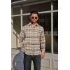 imageCOOFANDY Mens Flannel Plaid Shirts Long Sleeve Casual Button Down Cotton Shirt with PocketKhaki Black Plaid
