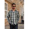 imageCOOFANDY Mens Flannel Plaid Shirts Long Sleeve Casual Button Down Cotton Shirt with PocketNavy Green Plaid