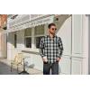 imageCOOFANDY Mens Flannel Plaid Shirts Long Sleeve Casual Button Down Cotton Shirt with PocketNavy Green Plaid