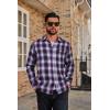 imageCOOFANDY Mens Flannel Plaid Shirts Long Sleeve Casual Button Down Cotton Shirt with PocketPurple Black Plaid