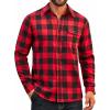 imageCOOFANDY Mens Flannel Plaid Shirts Long Sleeve Casual Button Down Cotton Shirt with PocketRed Black Plaid