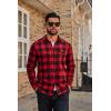 imageCOOFANDY Mens Flannel Plaid Shirts Long Sleeve Casual Button Down Cotton Shirt with PocketRed Black Plaid