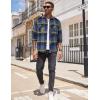imageCOOFANDY Mens Flannel Plaid Shirts Long Sleeve Casual Button Down Shirt with PocketsGreen Blue  Black Plaid