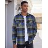 imageCOOFANDY Mens Flannel Plaid Shirts Long Sleeve Casual Button Down Shirt with PocketsGreen Blue  Black Plaid