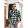 imageCOOFANDY Mens Flannel Plaid Shirts Long Sleeve Casual Button Down Shirt with PocketsNavy Green