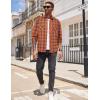 imageCOOFANDY Mens Flannel Plaid Shirts Long Sleeve Casual Button Down Shirt with PocketsOrange Grey Plaid