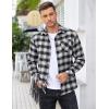 imageCOOFANDY Mens Flannel Shirts Long Sleeve Button Down Plaid Shirt Lightweight Shirt JacketBlack  White