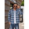 imageCOOFANDY Mens Flannel Shirts Long Sleeve Button Down Plaid Shirt Lightweight Shirt JacketBlue  Navy Blue