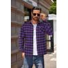 imageCOOFANDY Mens Flannel Shirts Long Sleeve Button Down Plaid Shirt Lightweight Shirt JacketPurple  Black