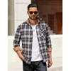 imageCOOFANDY Mens Flannel Shirts Long Sleeve Button Down Shirt Casual Plaid Shirts with PocketBrown Black White Plaid