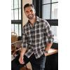 imageCOOFANDY Mens Flannel Shirts Long Sleeve Button Down Shirt with Pocket Casual Shirts Work Shirts for MenBrown Black Plaid