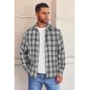 imageCOOFANDY Mens Flannel Shirts Long Sleeve Button Down Shirt with Pocket Casual Shirts Work Shirts for MenDark Grey and White