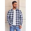 imageCOOFANDY Mens Flannel Shirts Long Sleeve Button Down Shirt with Pocket Casual Shirts Work Shirts for MenNavy Buffalo Plaid