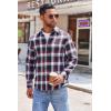 imageCOOFANDY Mens Flannel Shirts Long Sleeve Button Down Shirt with Pocket Casual Shirts Work Shirts for MenNavy Red White Plaid