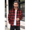 imageCOOFANDY Mens Flannel Shirts Long Sleeve Button Down Shirt with Pocket Casual Shirts Work Shirts for MenRedBlack