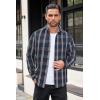 imageCOOFANDY Mens Flannel Shirts Long Sleeve Button Down Shirt with Pocket Casual Shirts Work Shirts for MenTeal Burgundy White Plaid