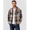 imageCOOFANDY Mens Flannel Shirts Long Sleeve Casual Cotton Plaid Button Down Shirt Jacket with PocketsBlackkhaki Plaid