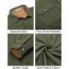 imageCOOFANDY Mens Flannel Shirts Long Sleeve Cotton Plaid Shirt Jacket Casual Button Down Shirt with PocketsSolid Army Green