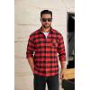 imageCOOFANDY Mens Flannel Shirts Long Sleeve Plaid Button Down Shirt Casual Cotton Shirt with PocketBuffalo Red