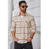 imageCOOFANDY Mens Flannel Shirts Long Sleeve Plaid Button Down Shirt Casual Cotton Shirt with PocketPlaid Khaki