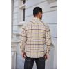imageCOOFANDY Mens Flannel Shirts Long Sleeve Plaid Button Down Shirt Casual Cotton Shirt with PocketPlaid Khaki